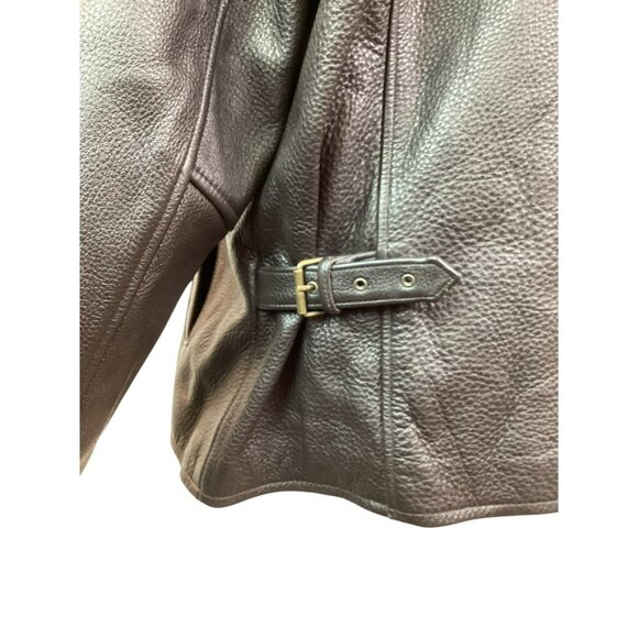 Eddie Bauer Stine Legend Moto Jacket Womens XL Genuine Pebbled Leather Jacket Bl - Picture 7 of 11